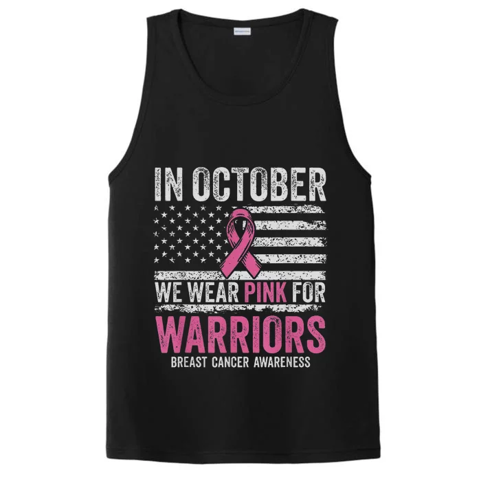 In October We Wear Pink For Warrior Breast Cancer Awareness Performance Tank