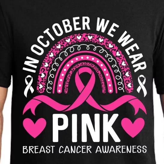 In October We Wear Pink Rainbow Breast Cancer Awareness Pajama Set