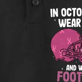 In October We Wear Pink Football Breast Cancer Awareness Dry Zone Grid Performance Polo