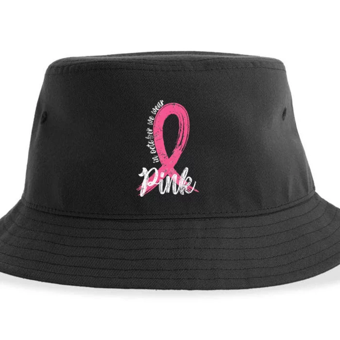 In October We Wear Pink  Support Breast Cancer Ribbon Sustainable Bucket Hat