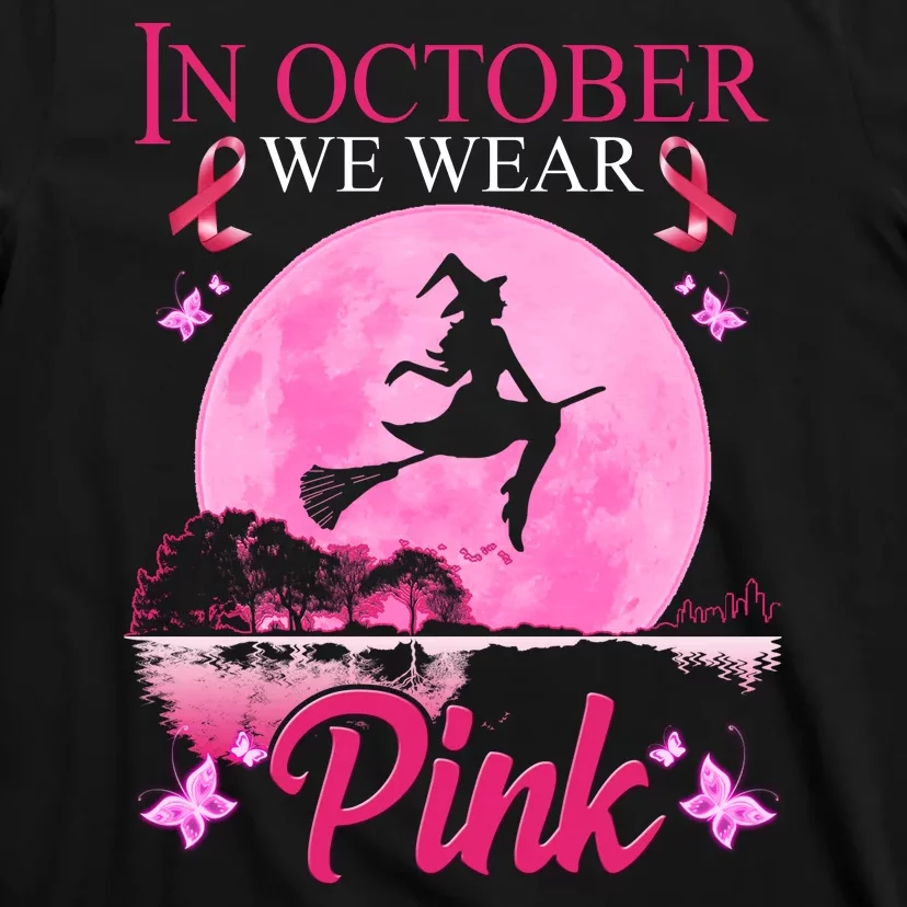 In October We Wear Pink Halloween Breast Cancer T-Shirt