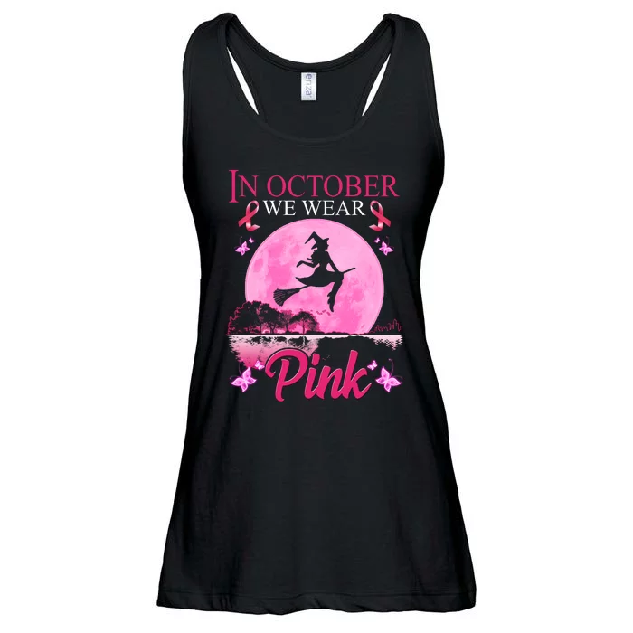 In October We Wear Pink Halloween Breast Cancer Ladies Essential Flowy Tank