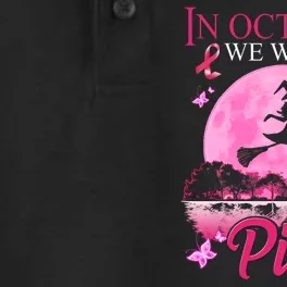 In October We Wear Pink Halloween Breast Cancer Dry Zone Grid Performance Polo