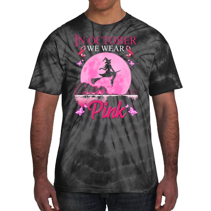 In October We Wear Pink Halloween Breast Cancer Tie-Dye T-Shirt