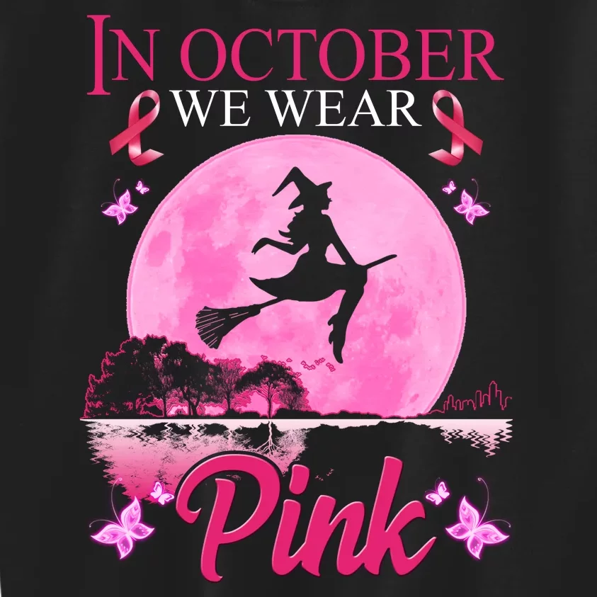 In October We Wear Pink Halloween Breast Cancer Kids Sweatshirt