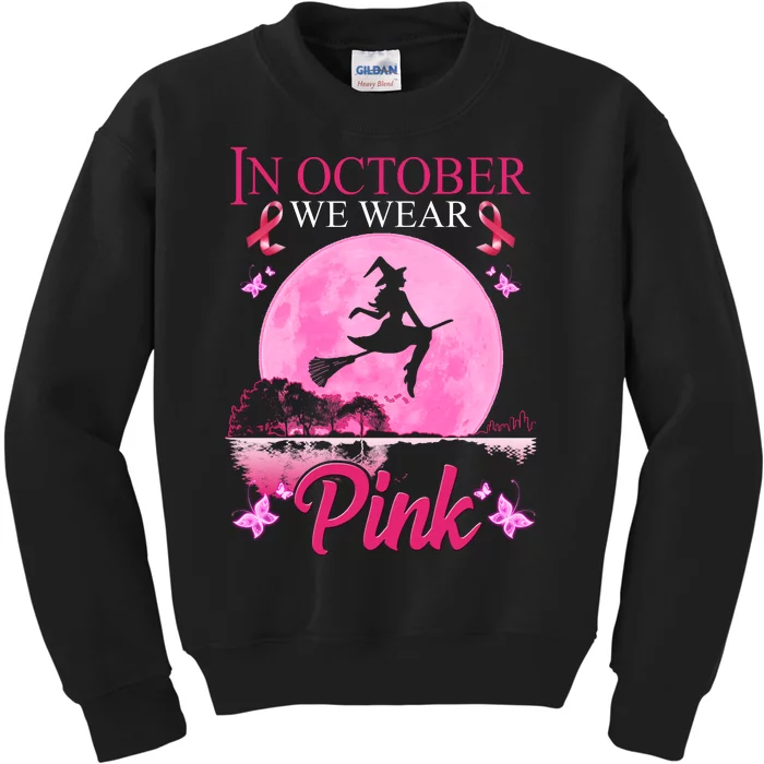 In October We Wear Pink Halloween Breast Cancer Kids Sweatshirt