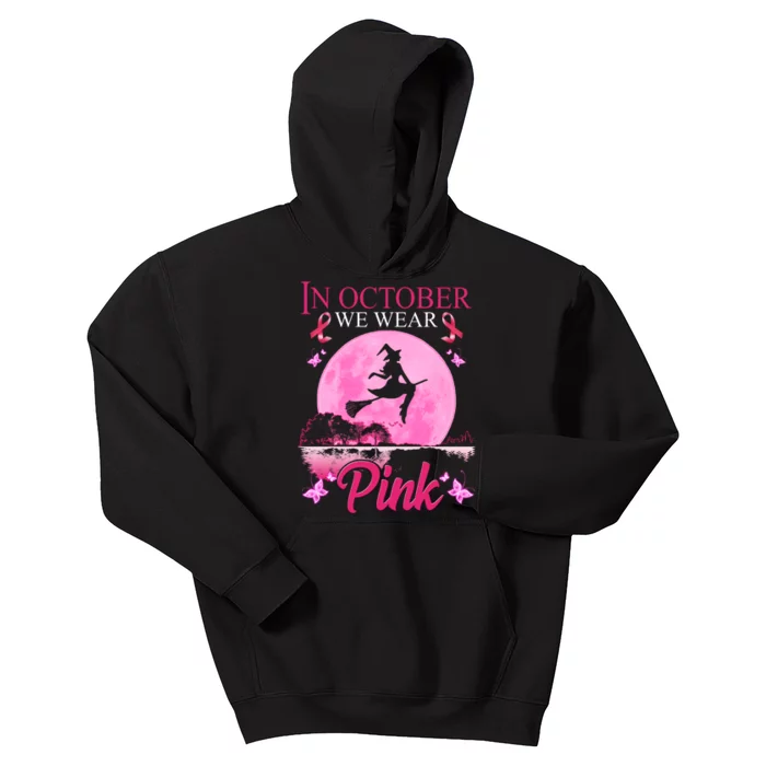 In October We Wear Pink Halloween Breast Cancer Kids Hoodie