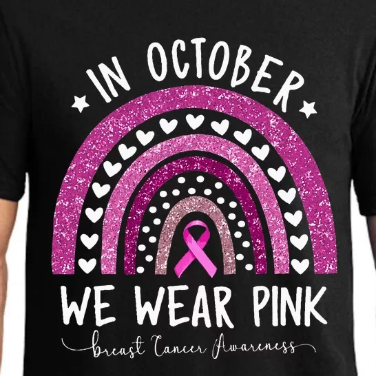 In October We Wear Pink Rainbow Breast Cancer Awareness Pajama Set