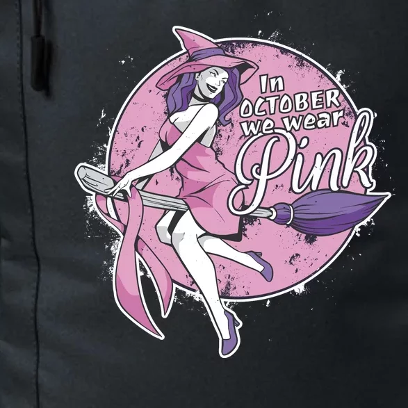 In October We Wear Pink Breast Cancer Witch Halloween Daily Commute Backpack