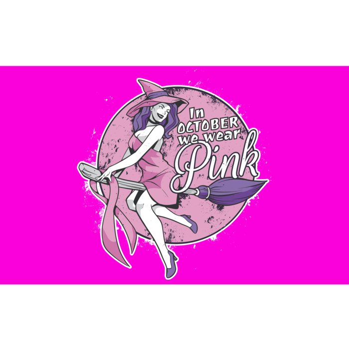 In October We Wear Pink Breast Cancer Witch Halloween Bumper Sticker