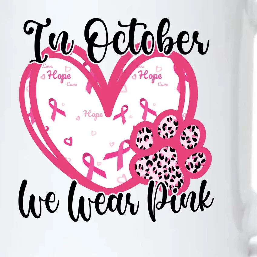 In October We Wear Pink Breast Cancer Paw Print Heart Black Color Changing Mug