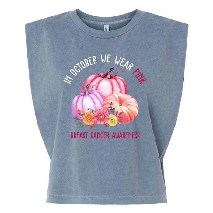 In October We Wear Pink Breast Cancer Awareness Pumpkin Fall Garment-Dyed Women's Muscle Tee