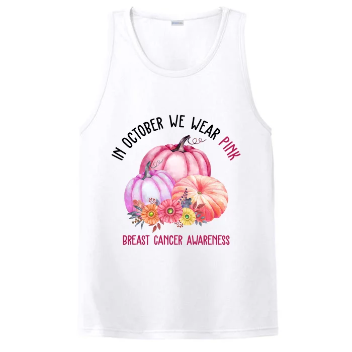 In October We Wear Pink Breast Cancer Awareness Pumpkin Fall Performance Tank