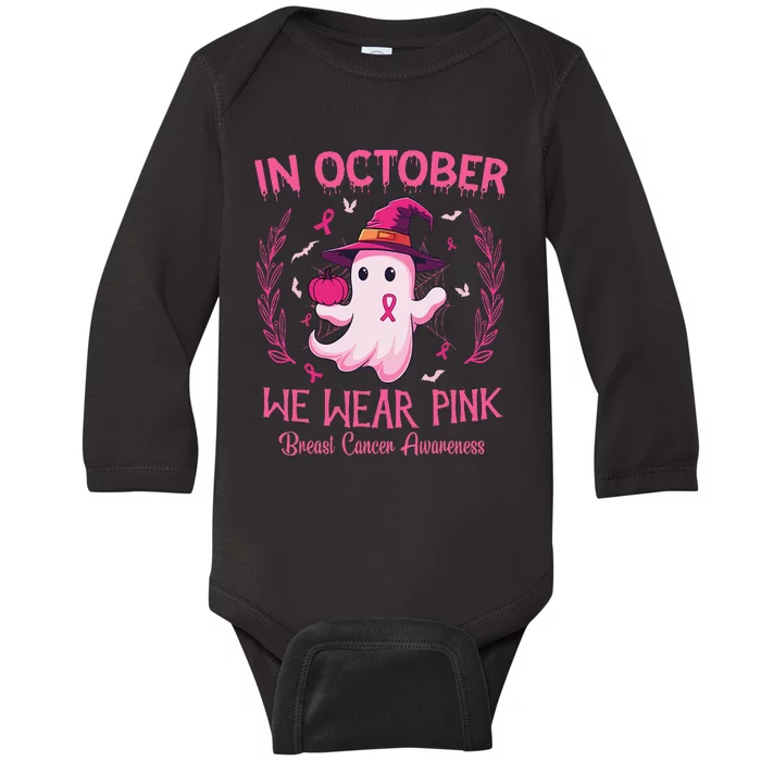 In October We Wear Pin.K Breast Cancer Awareness Women Baby Long Sleeve Bodysuit