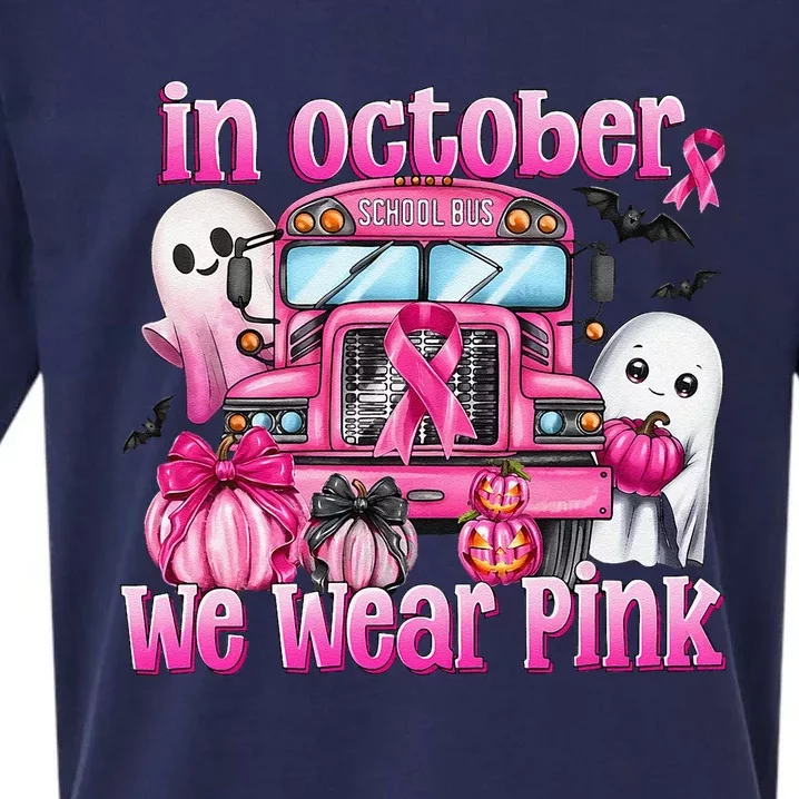 In October We Wear Pin.K School Bus Breast Cancer Awareness Sueded Cloud Jersey T-Shirt