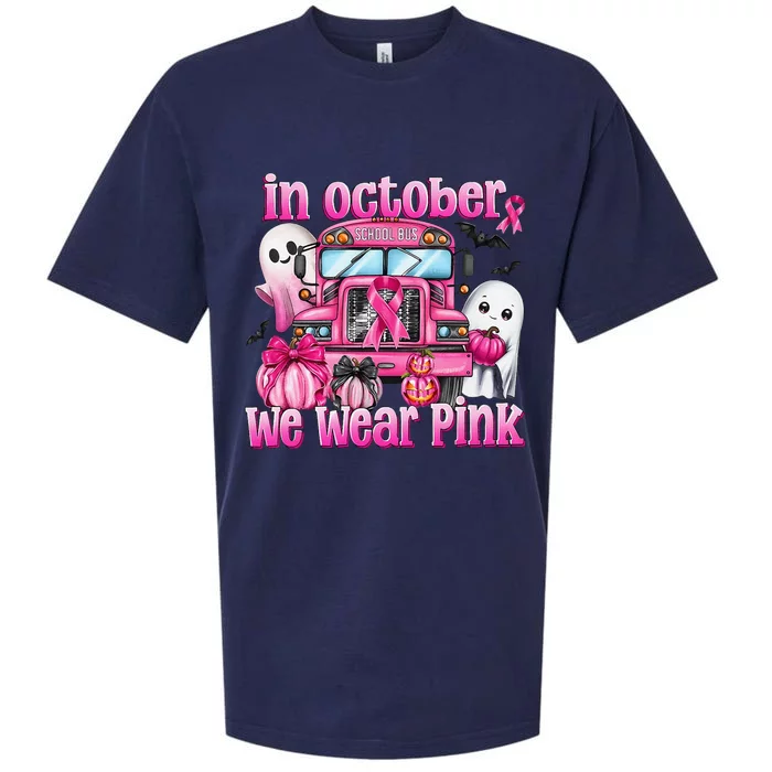 In October We Wear Pin.K School Bus Breast Cancer Awareness Sueded Cloud Jersey T-Shirt