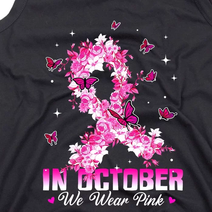 In October We Wear Pink Breast Cancer Awareness Pink Ribbons Tank Top