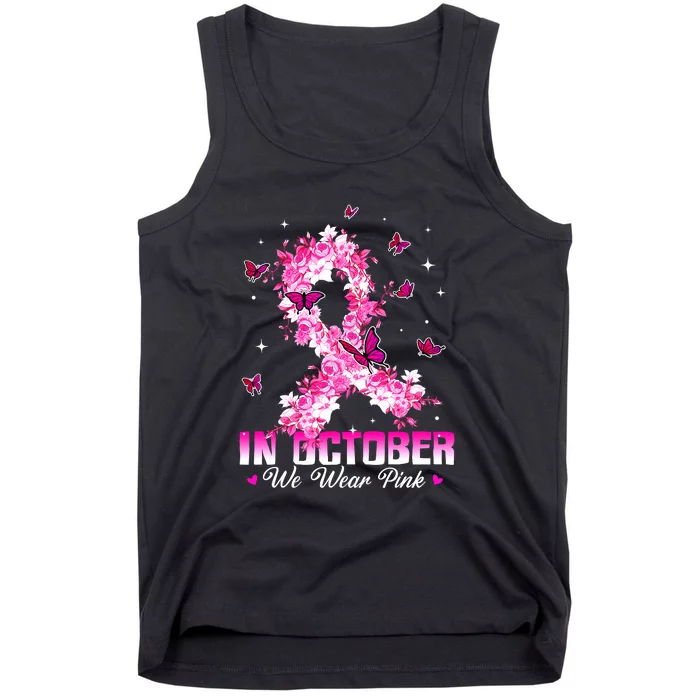 In October We Wear Pink Breast Cancer Awareness Pink Ribbons Tank Top