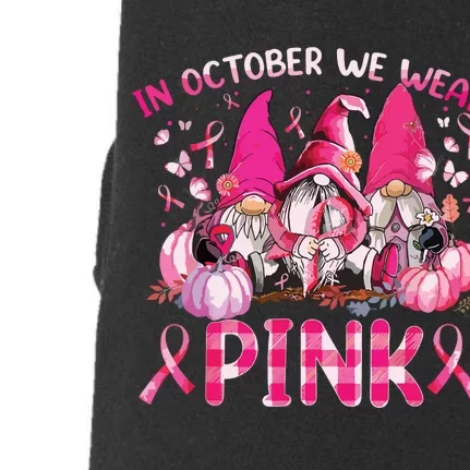 In October We Wear Pink Gnomes Breast Cancer Funny Halloween Doggie 3-End Fleece Hoodie