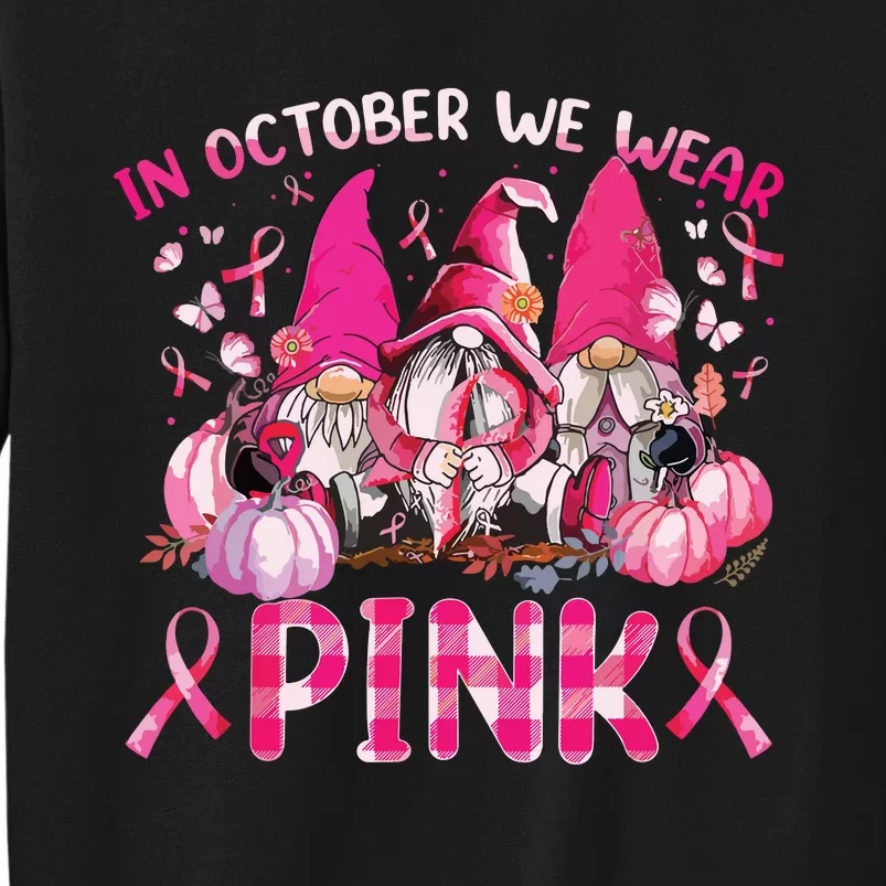 In October We Wear Pink Gnomes Breast Cancer Funny Halloween Sweatshirt