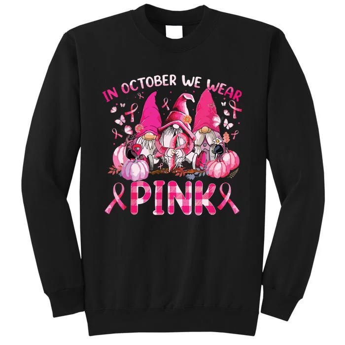 In October We Wear Pink Gnomes Breast Cancer Funny Halloween Sweatshirt