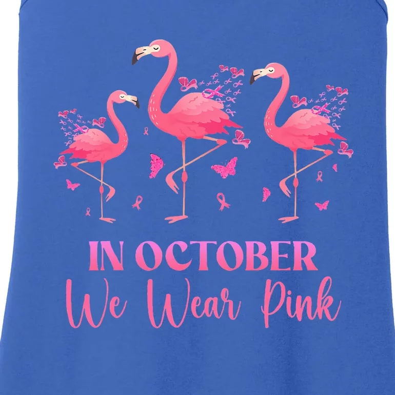 In October We Wear Pink Breast Cancer Awareness Flamingo Ladies Essential Tank