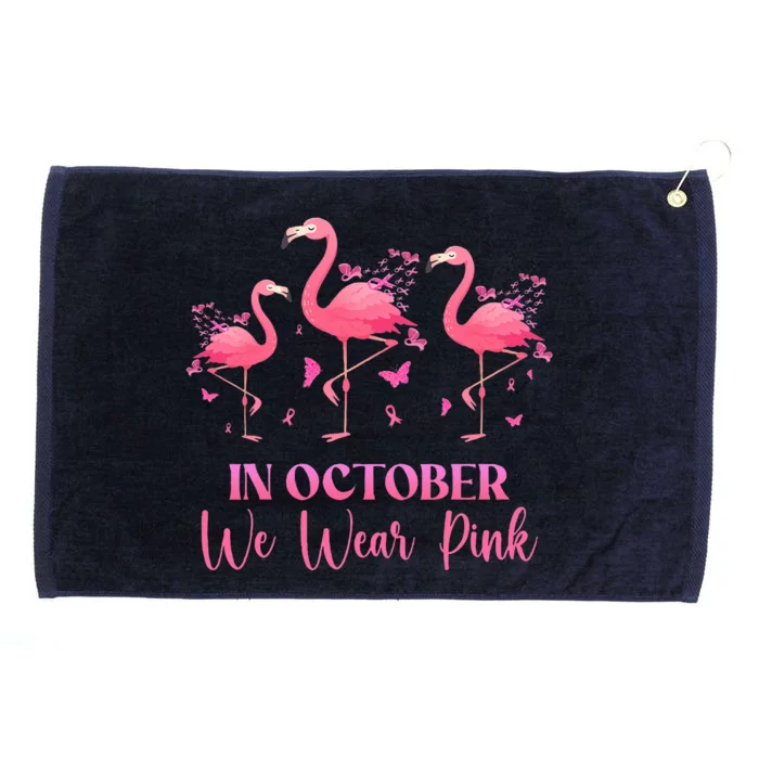 In October We Wear Pink Breast Cancer Awareness Flamingo Grommeted Golf Towel