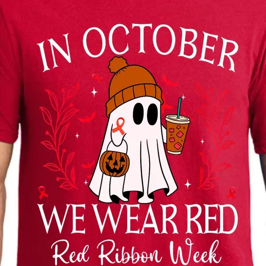 In October We Wear Red For Red Ribbon Week Awareness Pajama Set