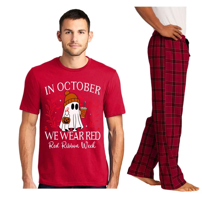 In October We Wear Red For Red Ribbon Week Awareness Pajama Set