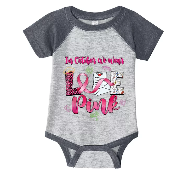 In October We Wear Love Postal Worker Breast Cancer Infant Baby Jersey Bodysuit