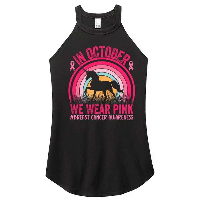 In October We Wear Pink Unicorn Breast Cancer Awareness Women’s Perfect Tri Rocker Tank