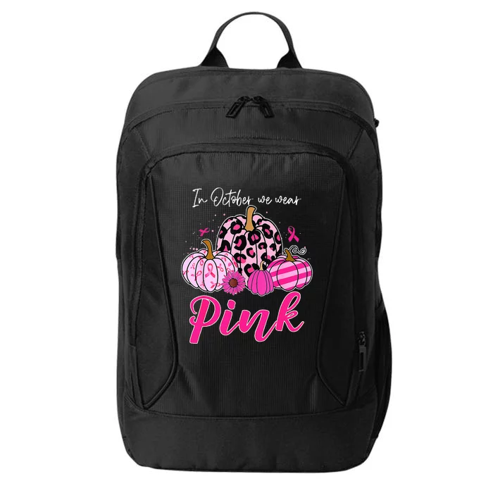 In October We Wear Pink Pumpkin Breast Cancer Awareness City Backpack