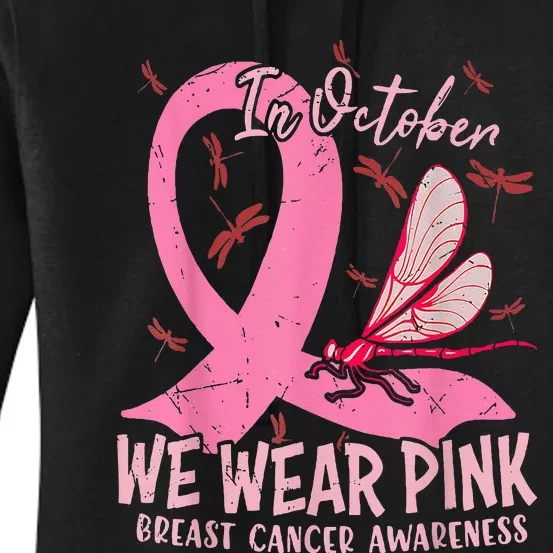 In Oct We Wear Pink Breast Cancer Awareness Pink Ribbon Women's Pullover Hoodie