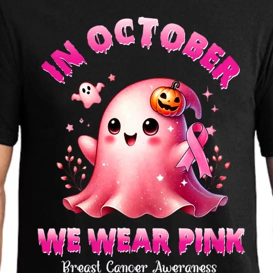 In October We Wear P.I.N.K. Ghost Witch Breast Cancer Awareness Pajama Set