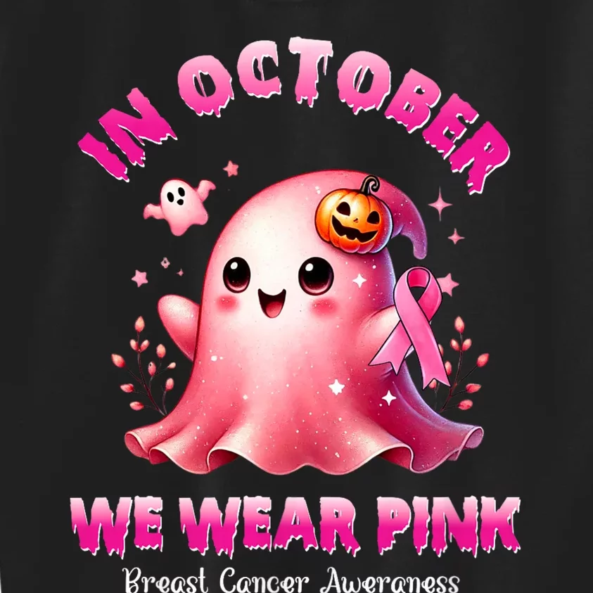 In October We Wear P.I.N.K. Ghost Witch Breast Cancer Awareness Kids Sweatshirt