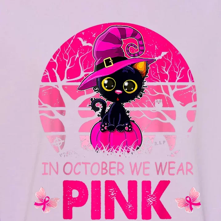 In October We Wear Pink Cute Cat Breast Cancer Awareness Garment-Dyed Sweatshirt