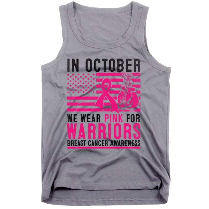 In October Wear Pink Support Warrior Awareness Breast Cancer Tank Top