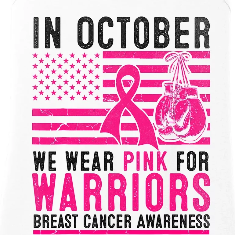 In October Wear Pink Support Warrior Awareness Breast Cancer Ladies Essential Tank