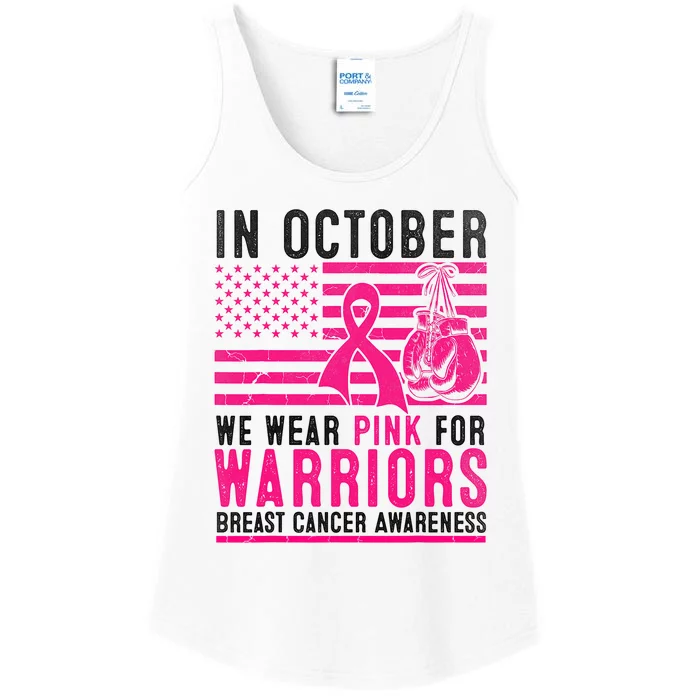 In October Wear Pink Support Warrior Awareness Breast Cancer Ladies Essential Tank