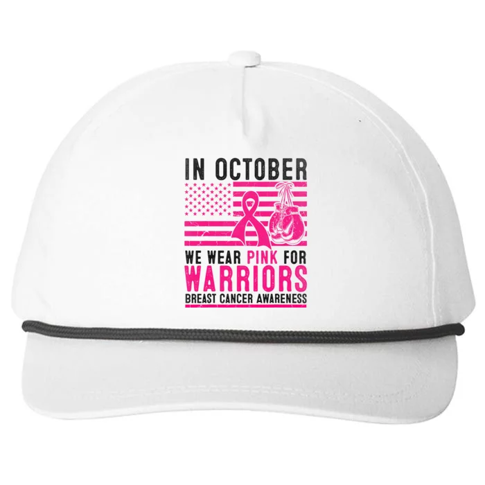 In October Wear Pink Support Warrior Awareness Breast Cancer Snapback Five-Panel Rope Hat