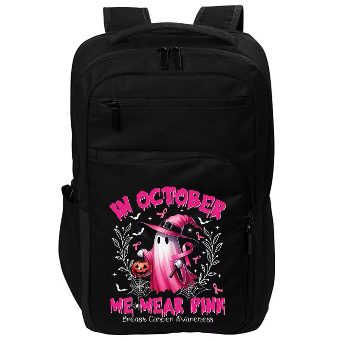 In October We Wear P.Ink Ghost Witch Breast Cancer Awareness Gift Impact Tech Backpack