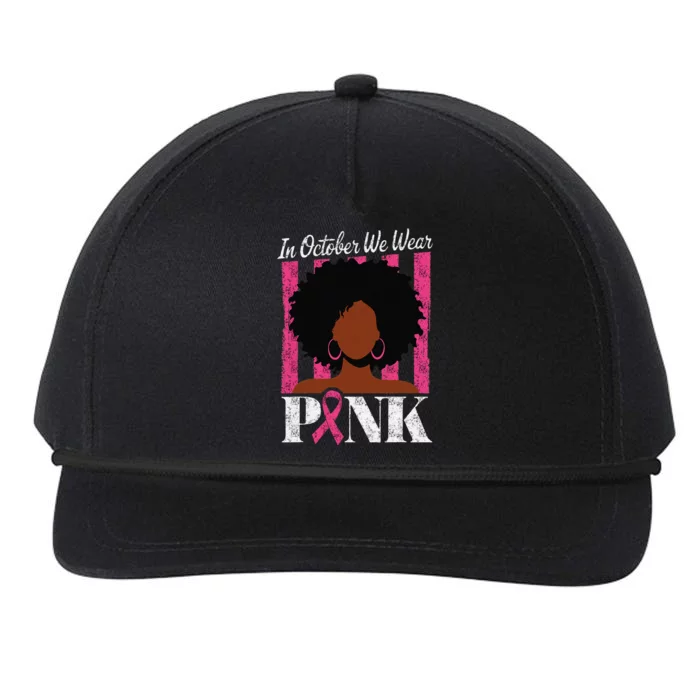 In October We Wear Pin.K Afro Woman Breast Cancer Awareness Snapback Five-Panel Rope Hat