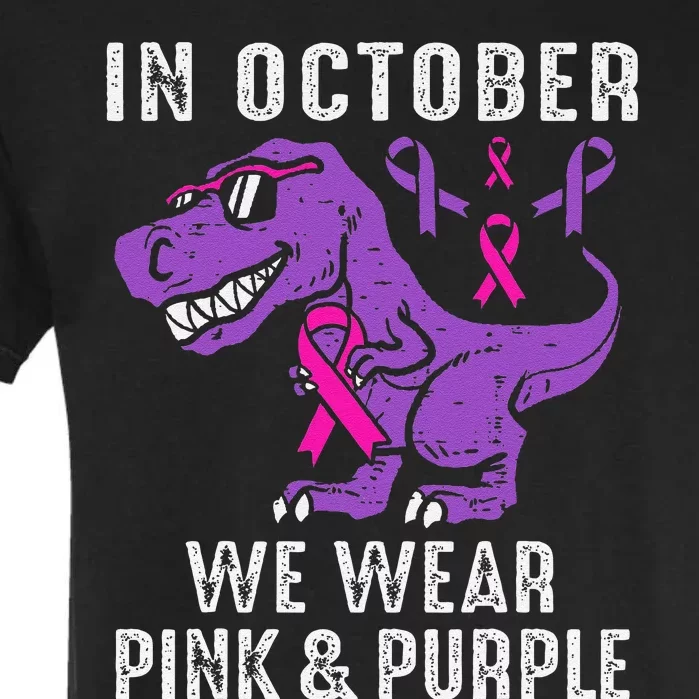 In October We Wear Pin.K And Purple Breast Cancer Awareness Garment-Dyed Heavyweight T-Shirt