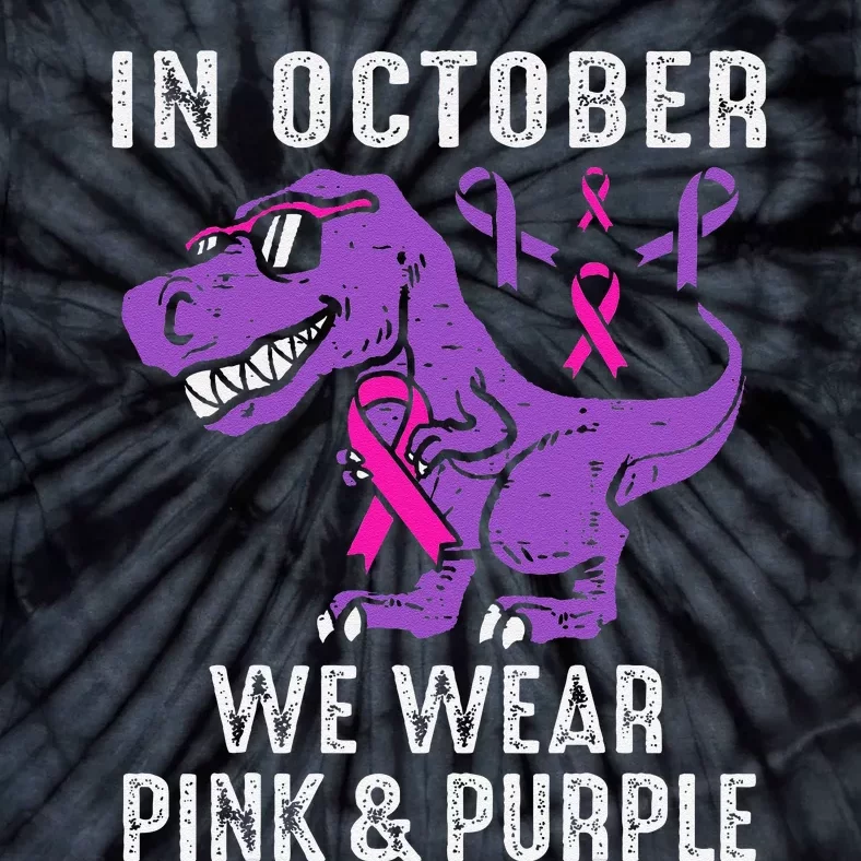 In October We Wear Pin.K And Purple Breast Cancer Awareness Tie-Dye T-Shirt