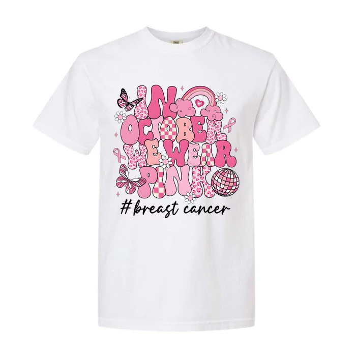 In October We Wear Retro Breast Cancer Awareness Garment-Dyed Heavyweight T-Shirt