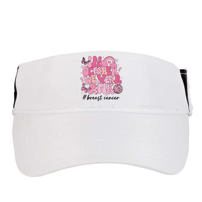 In October We Wear Retro Breast Cancer Awareness Adult Drive Performance Visor