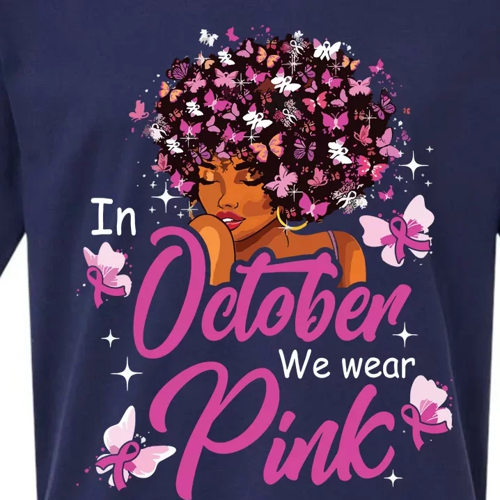 In October We Wear Pink African American Breast Cancer Sueded Cloud Jersey T-Shirt