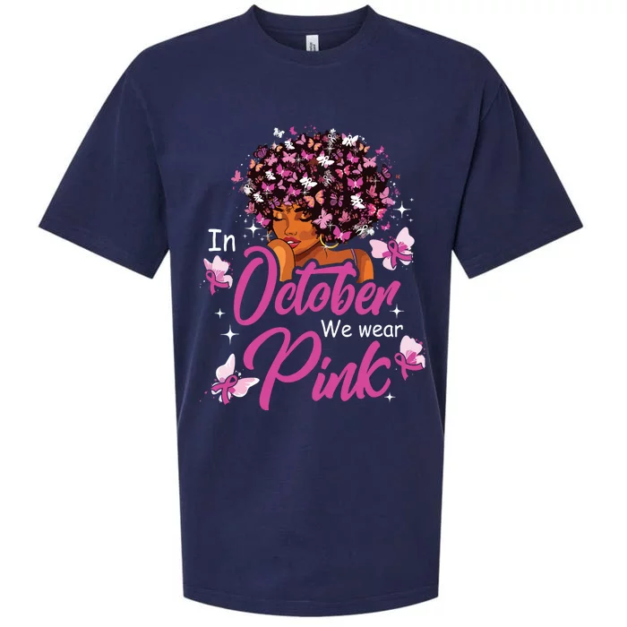 In October We Wear Pink African American Breast Cancer Sueded Cloud Jersey T-Shirt