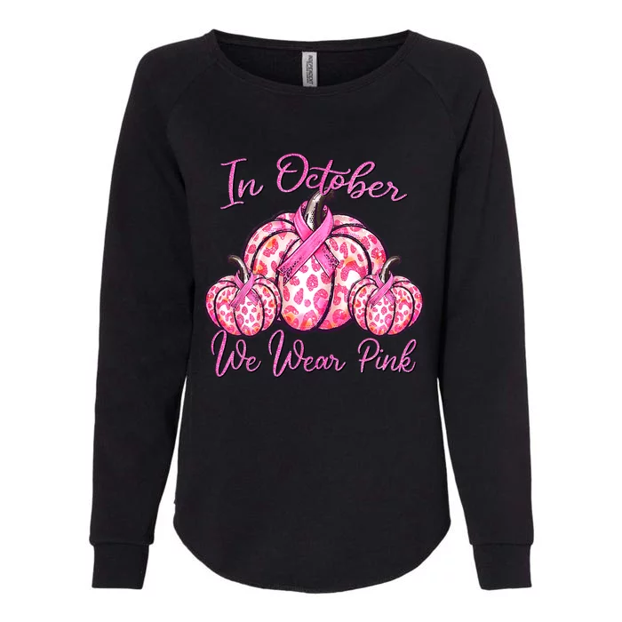 In October We Wear Pink Pumpkin Leopard Breast Cancer Womens California Wash Sweatshirt