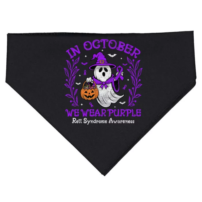 In October We Wear Purple Rett Syndrome Awareness Halloween USA-Made Doggie Bandana